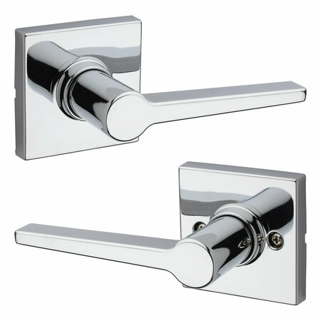 SAFELOCK Daylon Lever with Square Rose Passage Lock with RCAL Latch and RCS Strike Bright Chrome Finish SL1000DALSQT-26
